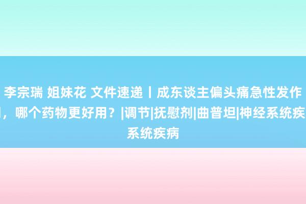 李宗瑞 姐妹花 文件速递丨成东谈主偏头痛急性发作期，哪个药物更好用？|调节|抚慰剂|曲普坦|神经系统疾病