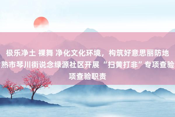 极乐净土 裸舞 净化文化环境，构筑好意思丽防地！常熟市琴川街说念绿源社区开展 “扫黄打非”专项查验职责