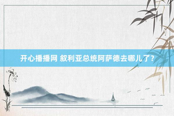 开心播播网 叙利亚总统阿萨德去哪儿了？