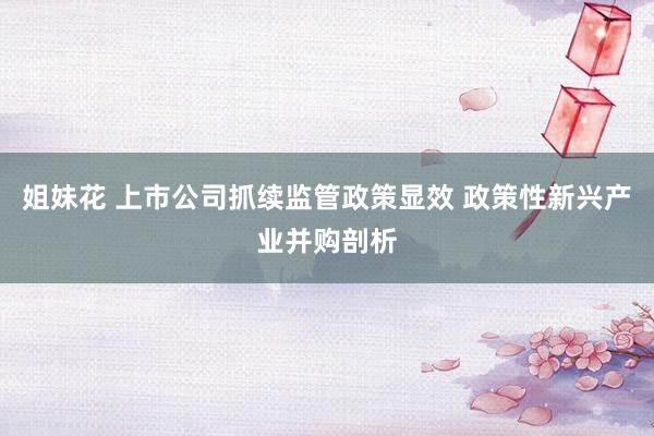 姐妹花 上市公司抓续监管政策显效 政策性新兴产业并购剖析