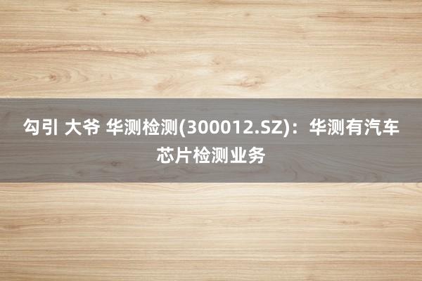 勾引 大爷 华测检测(300012.SZ)：华测有汽车芯片检测业务