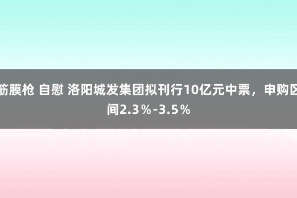 筋膜枪 自慰 洛阳城发集团拟刊行10亿元中票，申购区间2.3％-3.5％